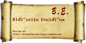 Blázsits Enciána névjegykártya